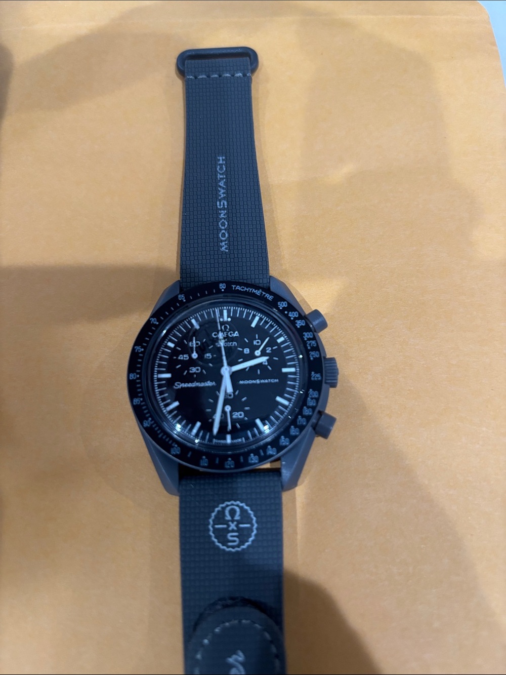 Omega Speedmaster Black Dial Watch with Gray Strap - Picture 2 of 3